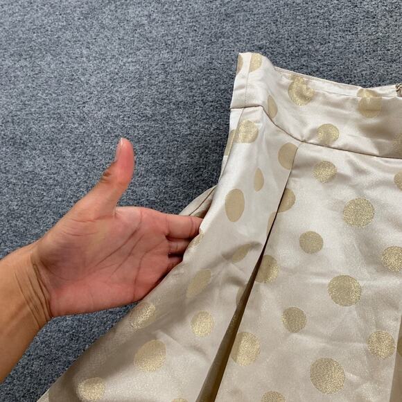 Eliza J Skirt Womens 6 Metallic Blend Polka Dot Lined Flare Pleated Pockets - Picture 3 of 13